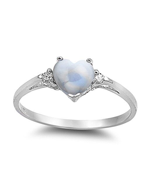 CHOOSE YOUR COLOR Sterling Silver Heart Promise Ring