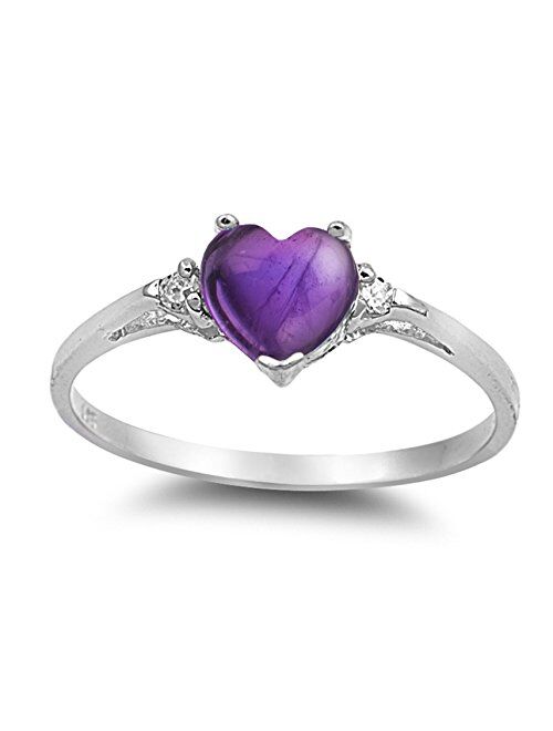 CHOOSE YOUR COLOR Sterling Silver Heart Promise Ring