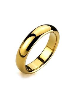 Bling Jewelry Plain Simple Dome Couples Black Silver Rose Gold Plated Titanium Wedding Band Ring for Men Women Comfort 6MM Size 4-14