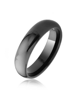 Bling Jewelry Plain Simple Dome Couples Black Silver Rose Gold Plated Titanium Wedding Band Ring for Men Women Comfort 6MM Size 4-14