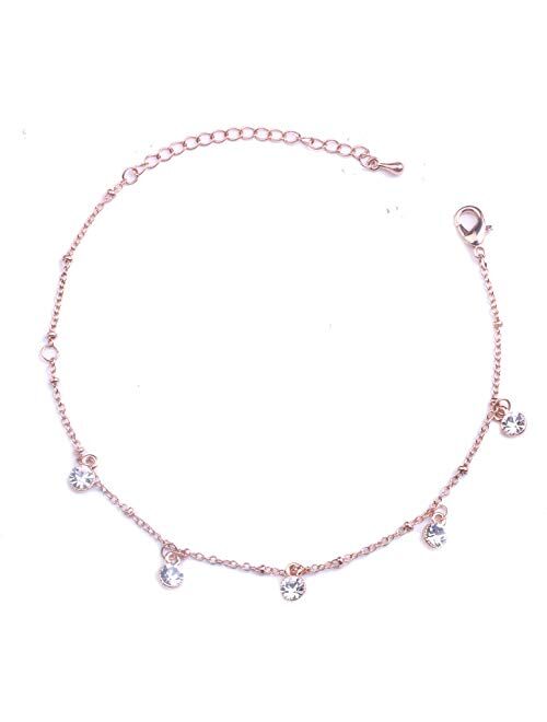 3UMeter Rose Gold Anklets for Women Beach Anklet Set for Teen Girls 925 Sterling Silver Infinite Anklet in Great Foot Bracelet Jewelry Gift