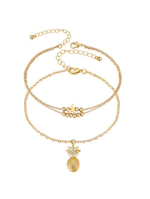 Fesciory Women Anklet Adjustable Beach Ankle Chain Gold Alloy Foot Chain Bracelet Jewelry Gift