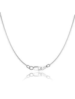 Jewlpire 925 Sterling Silver Chain for Women Girls 0.8mm Box Chain Lobster Claw Clasp - Italian Necklace Chain - Super Thin & Strong - Friendly Price & Quality 16/18/20/2
