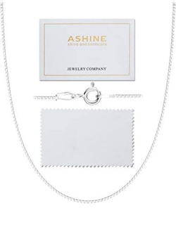 ASHINE 925 Sterling Silver 1mm & 0.8 Italian Box Chain Necklace 16