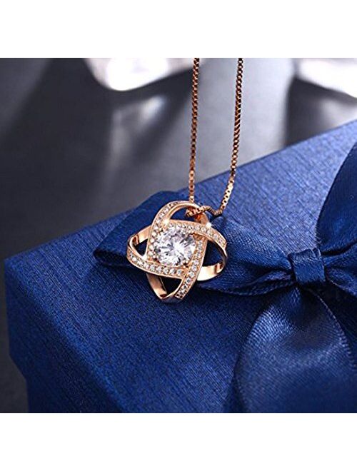 findout Women Flower Earring Rose Gold Plated 925 Silver Basic Love Cubic Zirconia Flower Elegant Pendant Necklace Earrings For Women Girls Children(f1773)