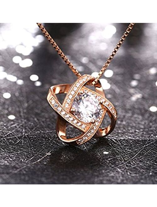 findout Women Flower Earring Rose Gold Plated 925 Silver Basic Love Cubic Zirconia Flower Elegant Pendant Necklace Earrings For Women Girls Children(f1773)