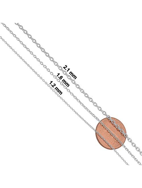 Kooljewelry Sterling Silver Round Cable Chain Necklace (1.2 mm, 1.6 mm or 2.1 mm)