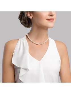 14K Gold AAA Quality White Freshwater Cultured Pearl Necklace for Women in 18" Princess Length