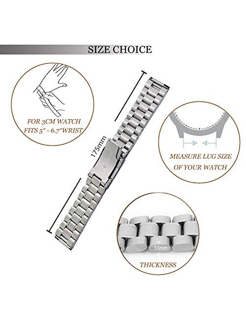 Metal Watch Band 18mm 20mm 22mm, Vetoo 304 Stainless Steel Replacement Watch Strap