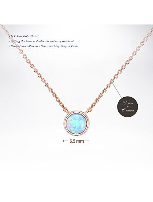 PAVOI 14K Gold Plated Round Created Opal Necklace | Opal Necklaces for Women