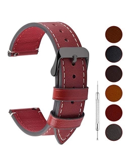 Quick Release Leather Watch Band, Fullmosa 6 Colors Wax Oil 14mm 16mm 18mm 20mm 22mm 24mm Leather Watch Strap