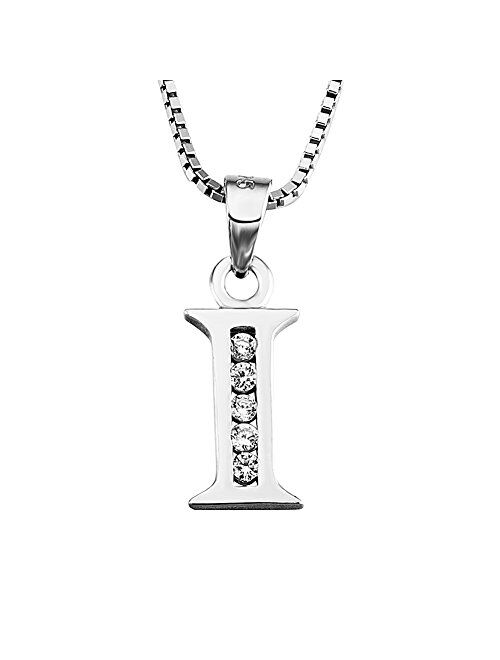 YFN Initial Pendant Necklace Sterling Silver with Cubic Zirconial 26 Letter Alphabet Jewelry for Women Teen Girl