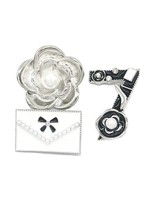 Sonloka 5 Pcs Fashion Pearl Brooch,Sweater Shawl Clip Double Faux Pearl  Brooches Waist Pants Extender Safety Pins