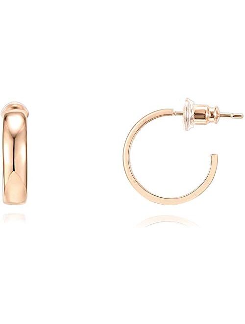 PAVOI 14K Gold Plated Silver Post Wide Flat Edge 40mm Hoop Earrings