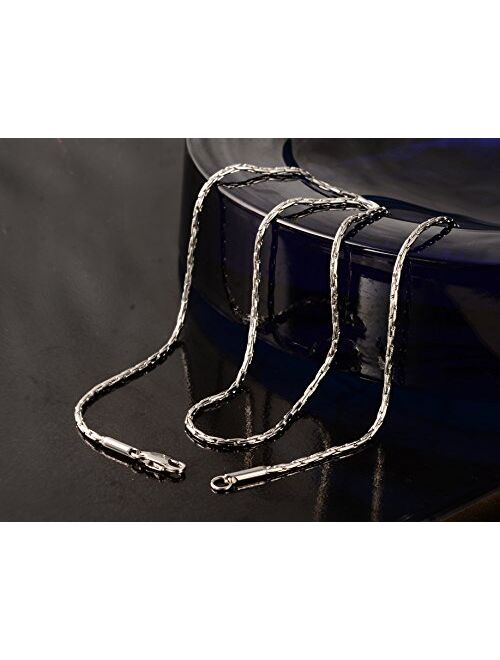 TRUSUPER Style Titanium Stainless Steel Silver Mens Womens Italy Final Fantasy Chain Necklaces 2mm Unisex