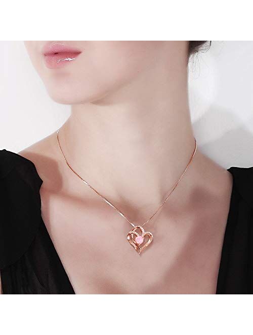 Heart Necklace 14K Gold Plated 5A Cubic Zirconia Pendant Necklaces for women