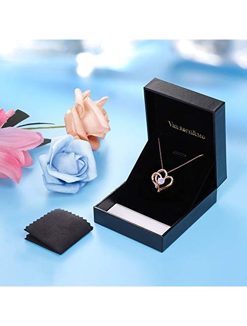 Heart Necklace 14K Gold Plated 5A Cubic Zirconia Pendant Necklaces for women