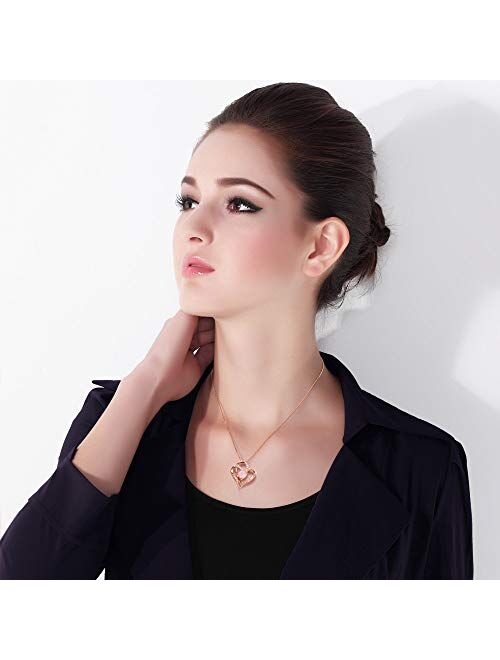 Heart Necklace 14K Gold Plated 5A Cubic Zirconia Pendant Necklaces for women