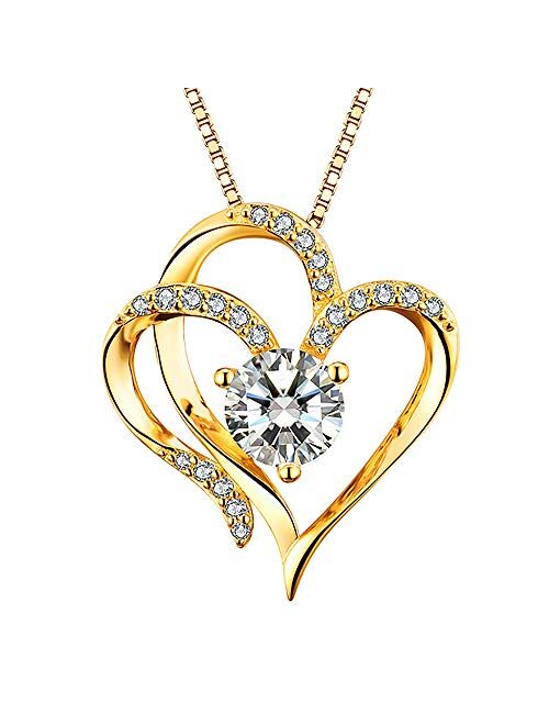 Heart Necklace 14K Gold Plated 5A Cubic Zirconia Pendant Necklaces for women