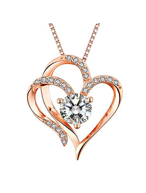 Heart Necklace 14K Gold Plated 5A Cubic Zirconia Pendant Necklaces for women