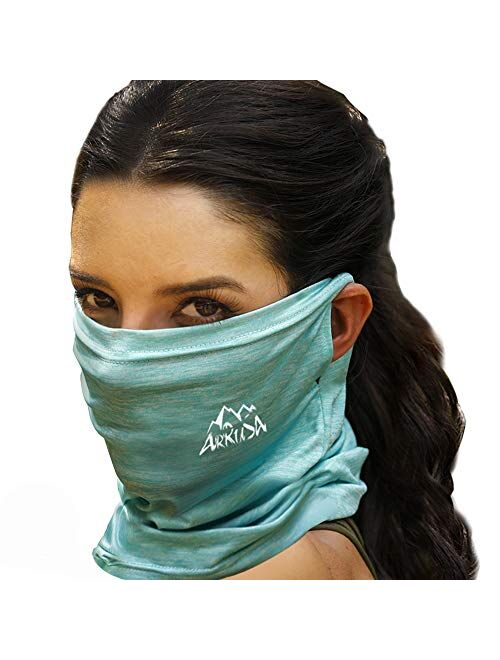 ARRUSA Summer Cool Face Cover, Neck Gaiter Dust&UV-Protection Bandanas Breathable Scarf for Men&Women Outdoor Sports