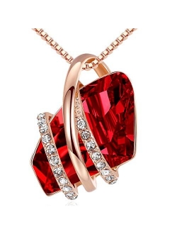 Leafael Wish Stone Pendant Necklace with Birthstone Crystal, 18K Rose Gold Plated/Silvertone, 18