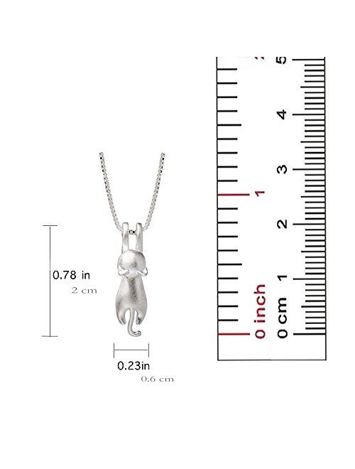 S.Leaf Sterling Silver Cat Necklace Cat Pendant Necklace for Women