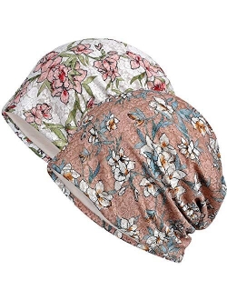 Womens Cotton Beanie Lace Turban Soft Sleep Cap Chemo Hats Fashion Slouchy Hat