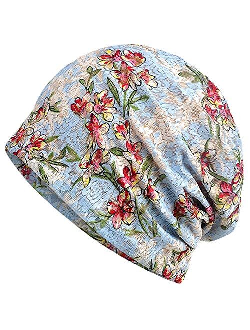 Womens Cotton Beanie Lace Turban Soft Sleep Cap Chemo Hats Fashion Slouchy Hat