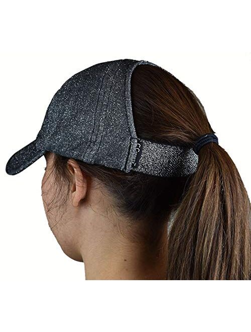 C.C Ponycap Messy High Bun Ponytail Adjustable Glitter Mesh Trucker Baseball Cap