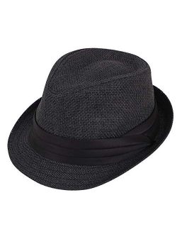 Simplicity Men/Women Summer Classic Short Brim Beach Sun Hat Straw Fedora Hat