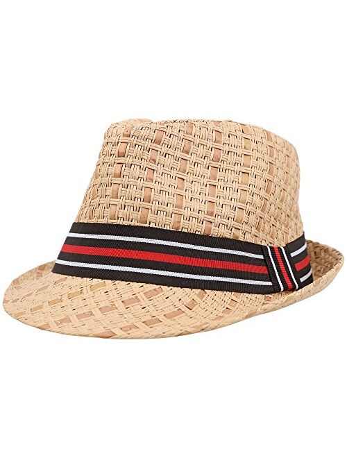 Simplicity Men/Women Summer Classic Short Brim Beach Sun Hat Straw Fedora Hat