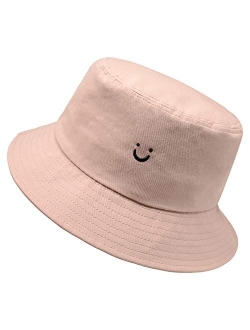 Smile Face Hat Summer Travel Bucket Beach Sun Hat Night Call Embroidery Visor Outdoor Cap