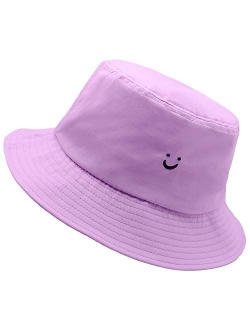 Smile Face Hat Summer Travel Bucket Beach Sun Hat Night Call Embroidery Visor Outdoor Cap