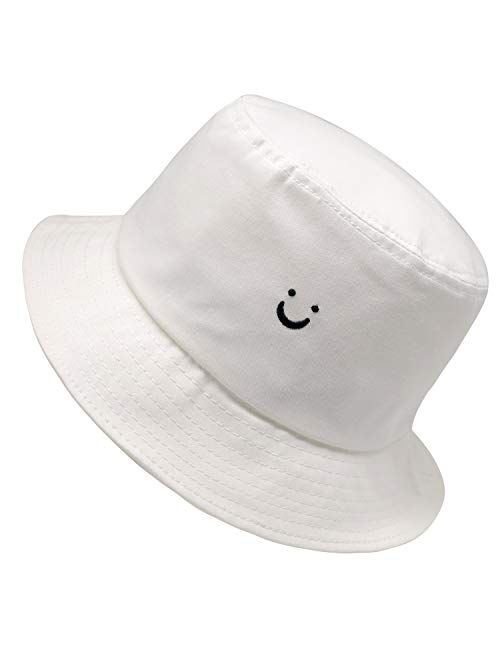 Smile Face Hat Summer Travel Bucket Beach Sun Hat Night Call Embroidery Visor Outdoor Cap