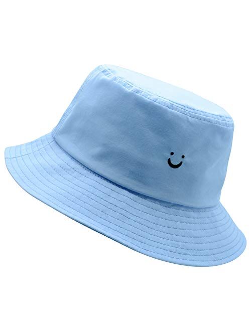 Smile Face Hat Summer Travel Bucket Beach Sun Hat Night Call Embroidery Visor Outdoor Cap