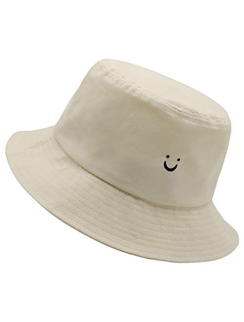 Smile Face Hat Summer Travel Bucket Beach Sun Hat Night Call Embroidery Visor Outdoor Cap