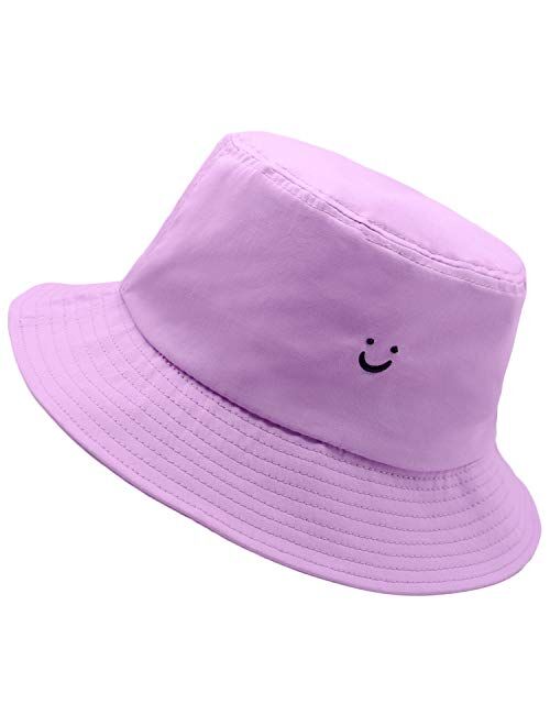 Smile Face Hat Summer Travel Bucket Beach Sun Hat Night Call Embroidery Visor Outdoor Cap