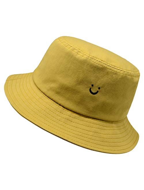 Smile Face Hat Summer Travel Bucket Beach Sun Hat Night Call Embroidery Visor Outdoor Cap