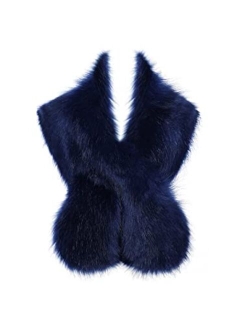 BABEYOND Womens Faux Fur Collar Shawl Faux Fur Scarf Wrap Evening Cape for Winter Womens Coat