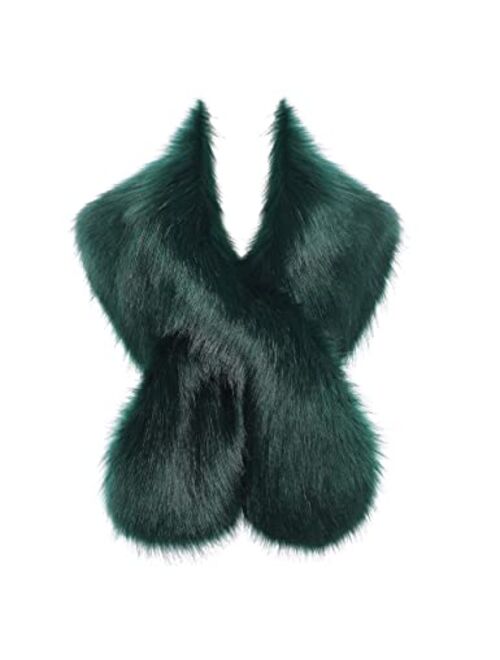 BABEYOND Womens Faux Fur Collar Shawl Faux Fur Scarf Wrap Evening Cape for Winter Womens Coat