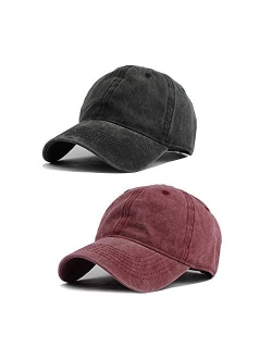 HH HOFNEN Men Women Washed Distressed Twill Cotton Baseball Cap Vintage Adjustable Dad Hat