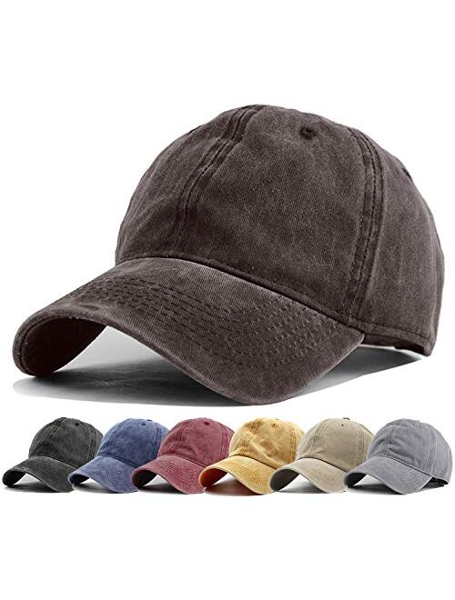 HH HOFNEN Men Women Washed Distressed Twill Cotton Baseball Cap Vintage Adjustable Dad Hat