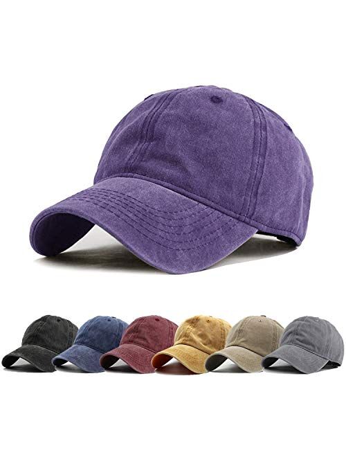 HH HOFNEN Men Women Washed Distressed Twill Cotton Baseball Cap Vintage Adjustable Dad Hat