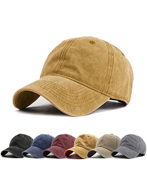 HH HOFNEN Men Women Washed Distressed Twill Cotton Baseball Cap Vintage Adjustable Dad Hat