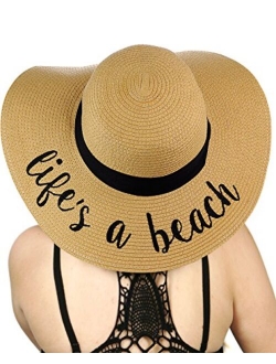 C.C Fun Verbiage Elegant Wide Brim 4" Summer Derby Beach Pool Floppy Dress Sun Hat