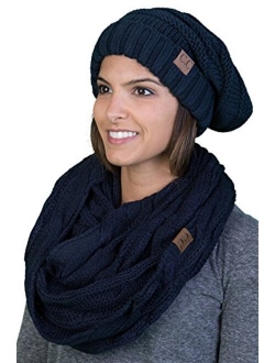 Funky Junque Oversized Slouchy Beanie Bundled with Matching Infinity Scarf