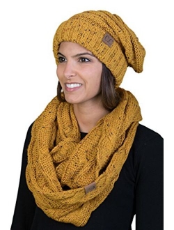 Funky Junque Oversized Slouchy Beanie Bundled with Matching Infinity Scarf