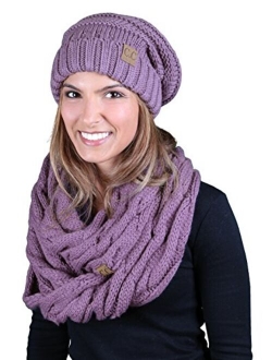 Funky Junque Oversized Slouchy Beanie Bundled with Matching Infinity Scarf