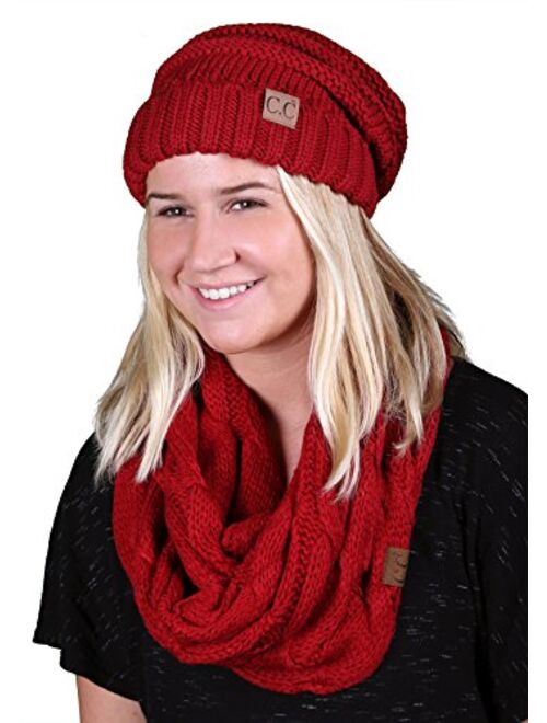 Funky Junque Oversized Slouchy Beanie Bundled with Matching Infinity Scarf